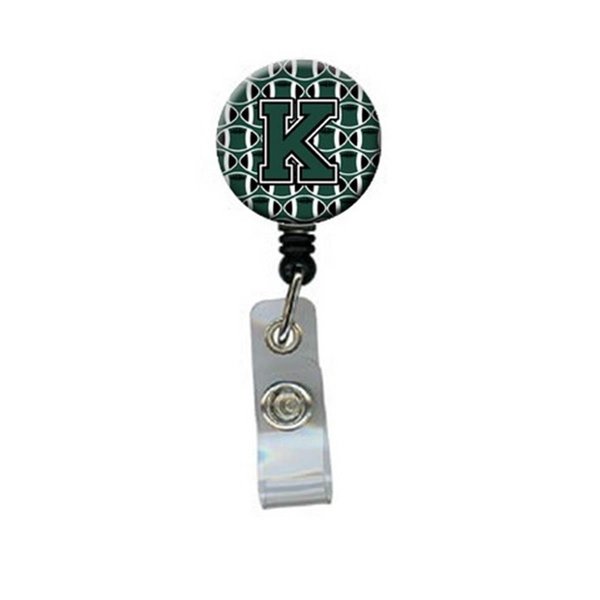 Carolines Treasures Letter K Football Green and White Retractable Badge Reel CJ1071-KBR